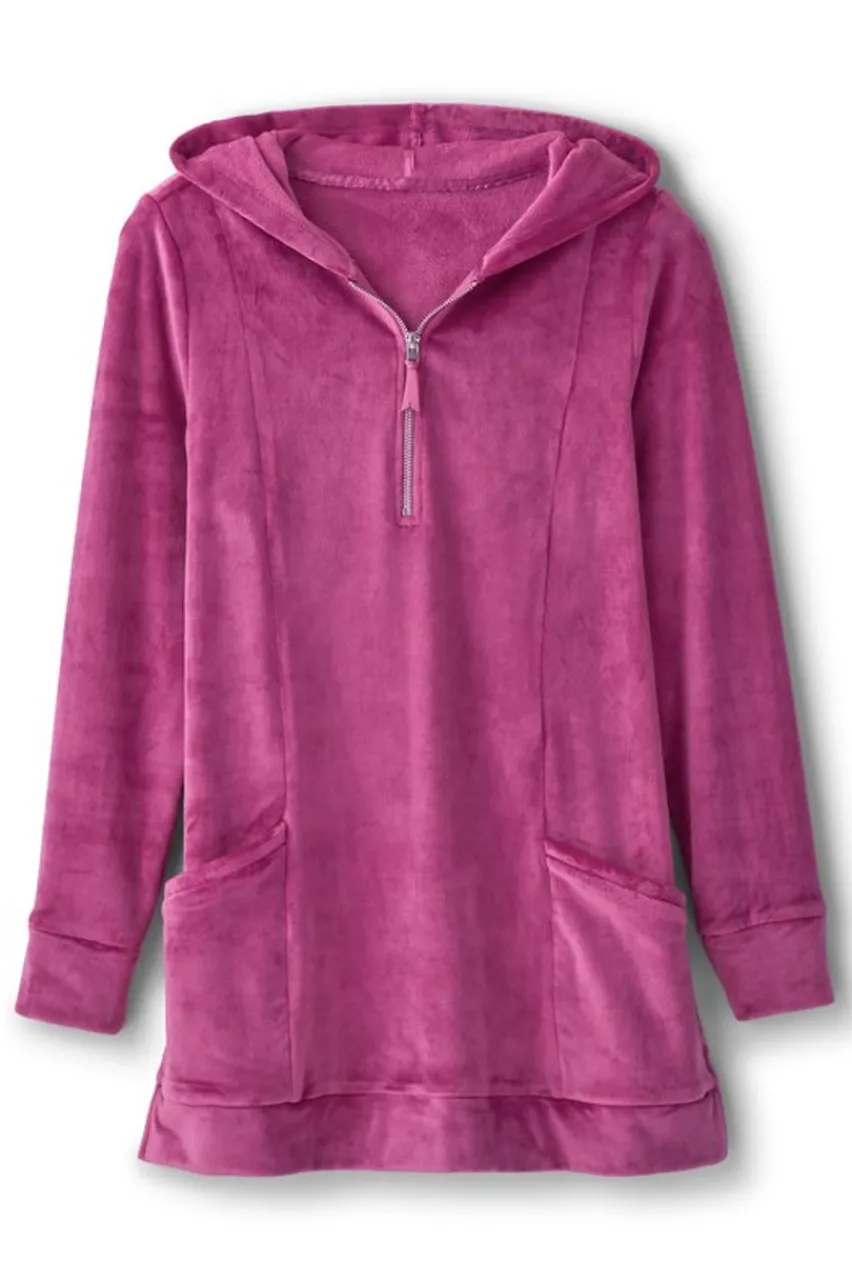 Soft Surroundings Dixie Velour Zip Hoodie Tunic- Tops