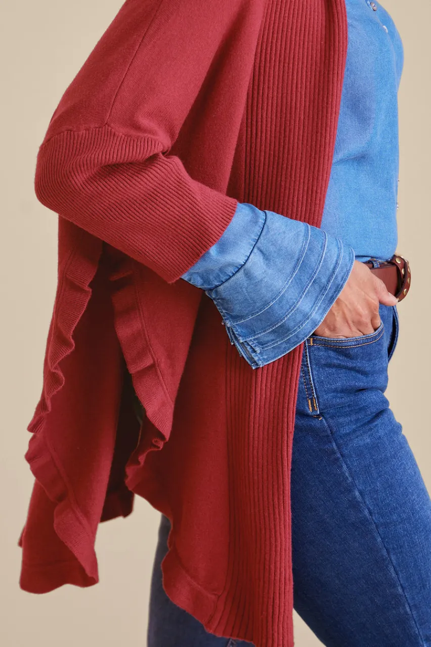 Soft Surroundings Draped Ruffle Cardigan- Tops|Toppers