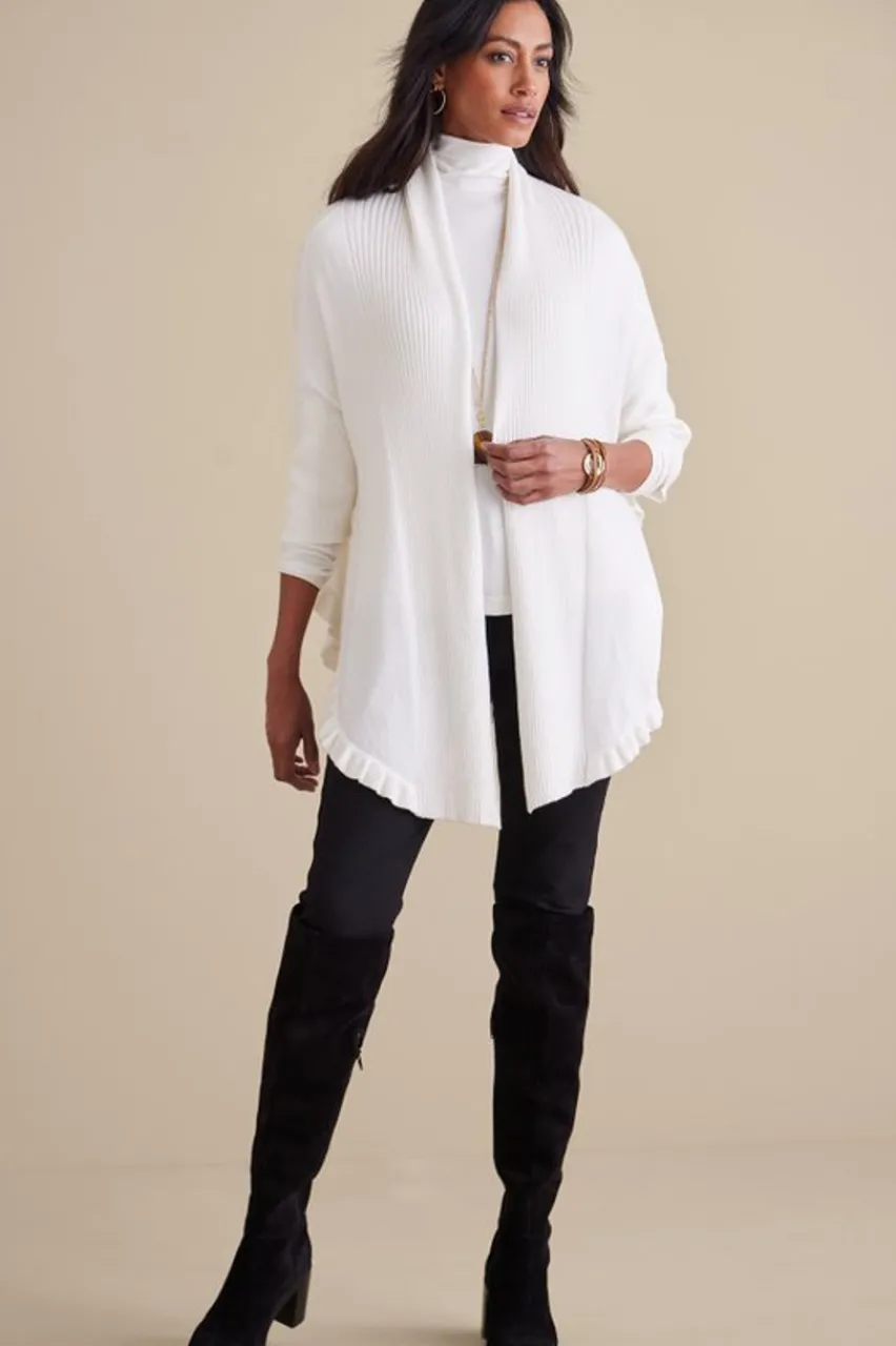 Soft Surroundings Draped Ruffle Cardigan- Tops|Toppers