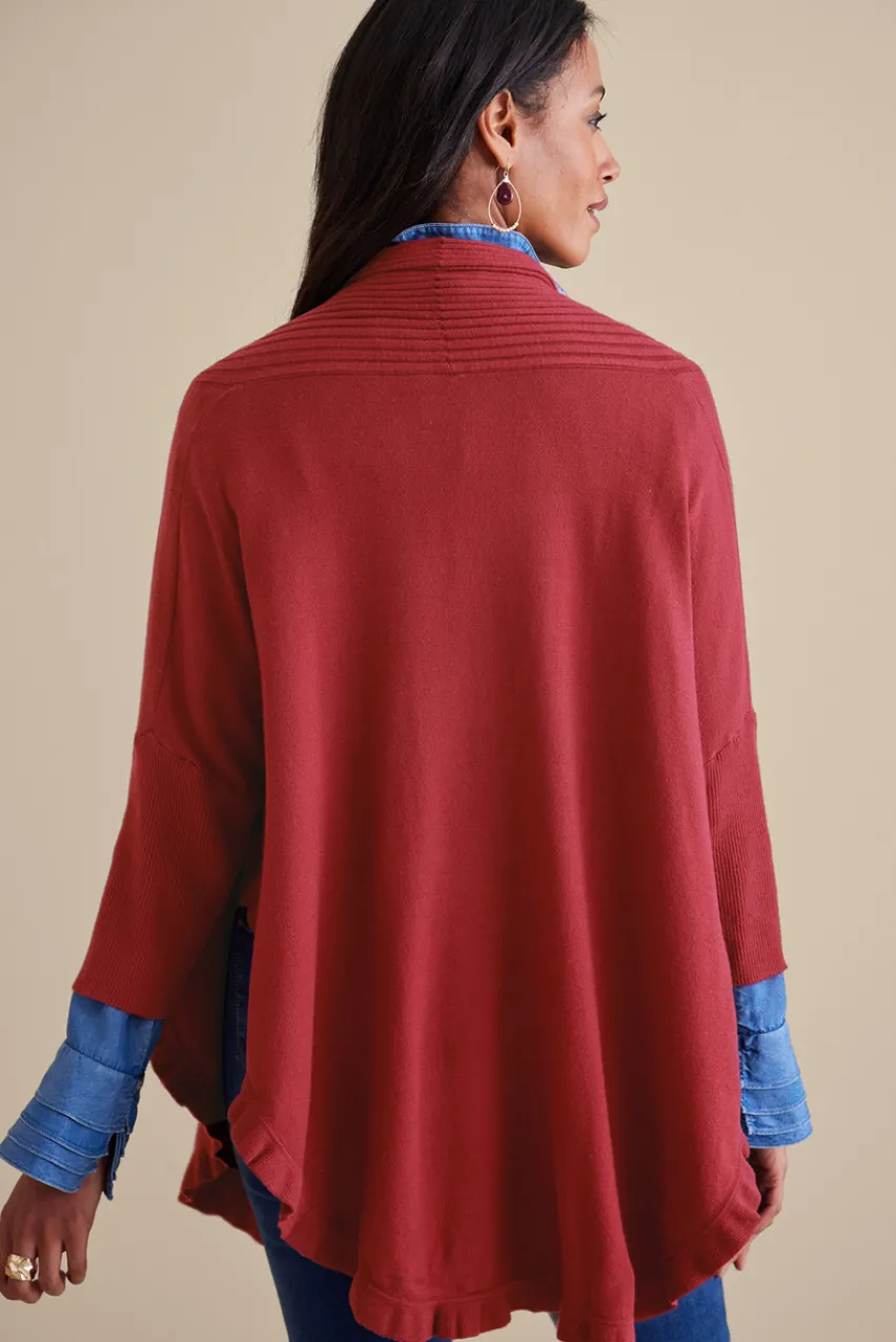 Soft Surroundings Draped Ruffle Cardigan- Tops|Toppers