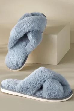 Soft Surroundings Dreama Faux Fur Cross Band Slippers- Shoes