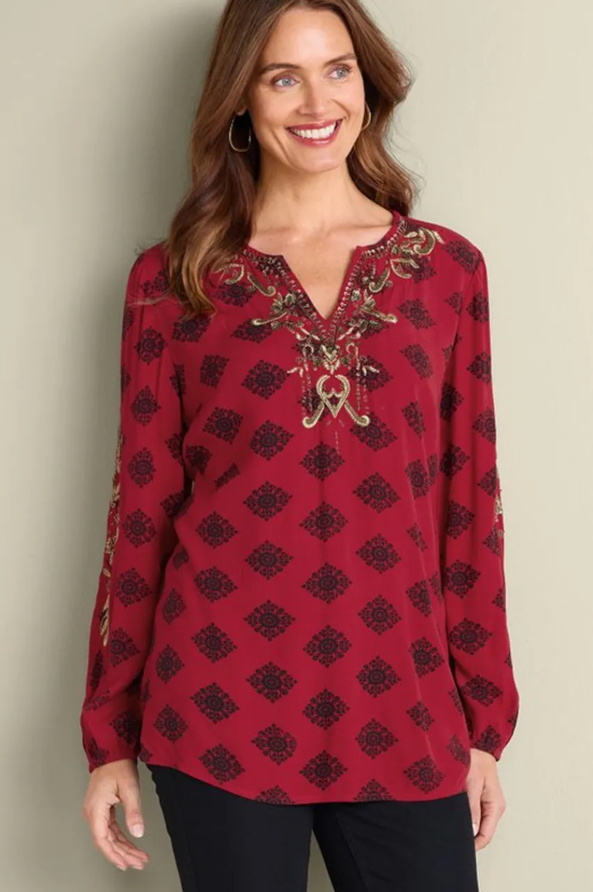 Soft Surroundings Eboni Embellished Tunic- Tops