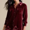 Soft Surroundings Eden Velvet and Lace Shirt- Tops