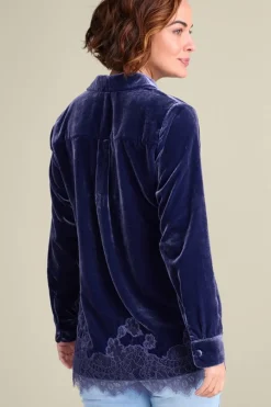 Soft Surroundings Eden Velvet and Lace Shirt- Tops