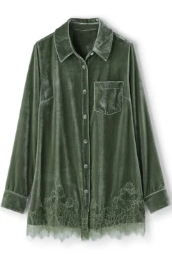 Soft Surroundings Eden Velvet and Lace Shirt- Tops