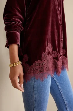 Soft Surroundings Eden Velvet and Lace Shirt- Tops