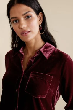 Soft Surroundings Eden Velvet and Lace Shirt- Tops
