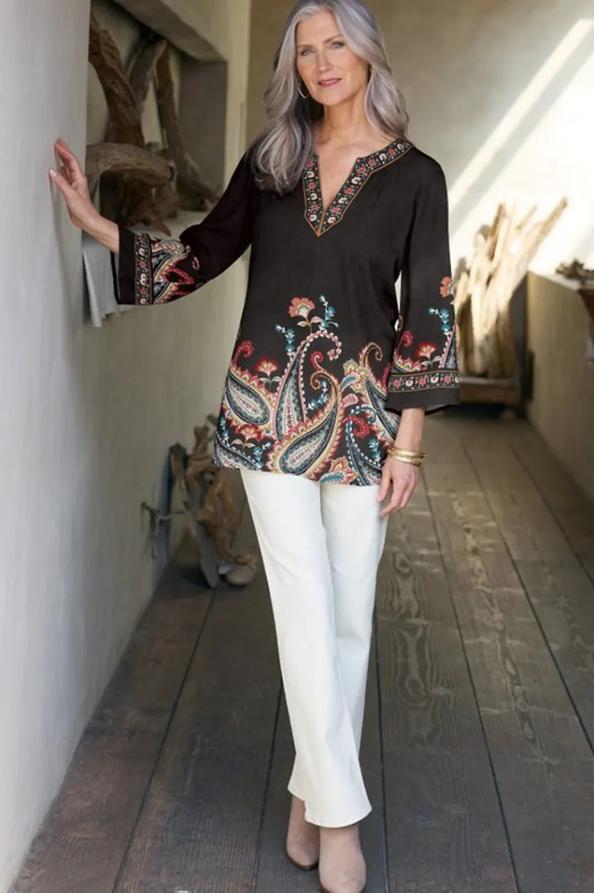 Soft Surroundings Elma 3/4 Sleeve Tunic- Tops|Tunics & Leggings