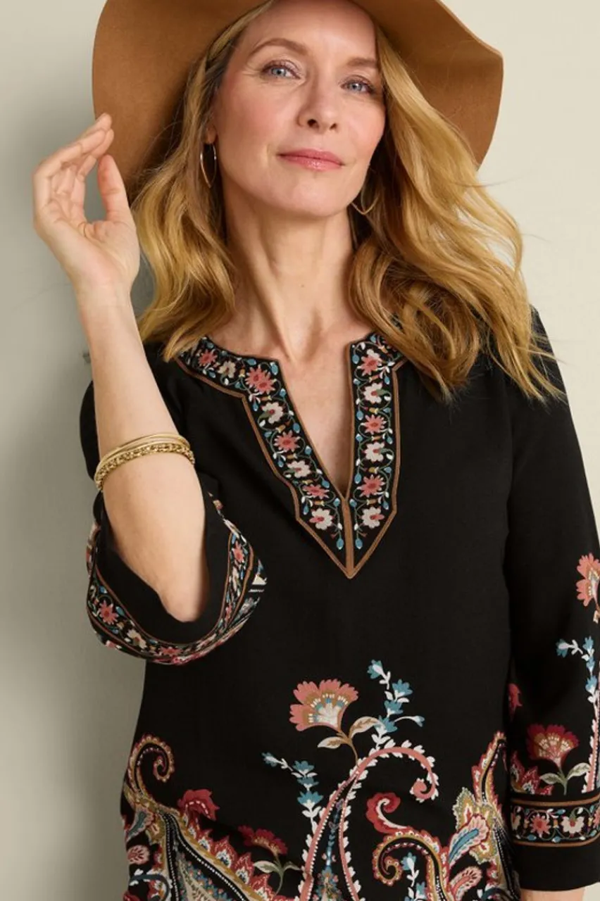 Soft Surroundings Elma 3/4 Sleeve Tunic- Tops|Tunics & Leggings