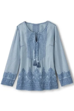 Soft Surroundings Emily Embroidered Tencel™ Top- Tops