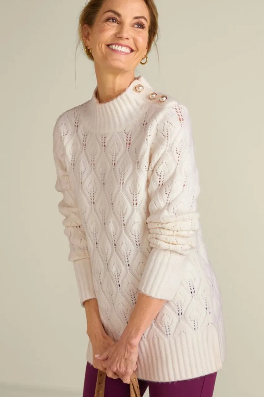 Soft Surroundings Ensley Button Sweater Tunic- Tops|Sweaters & Cardigans