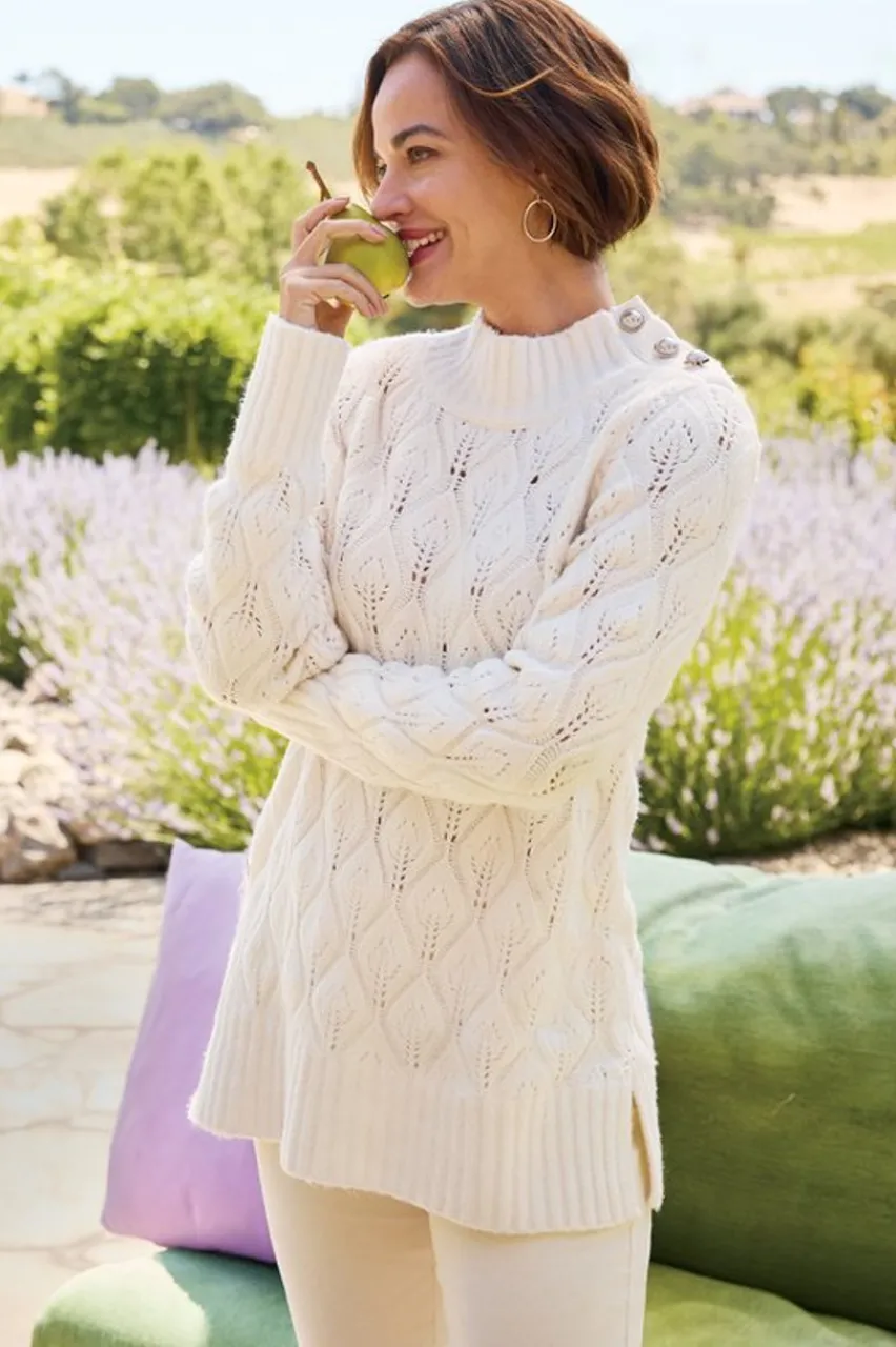 Soft Surroundings Ensley Button Sweater Tunic- Tops|Sweaters & Cardigans
