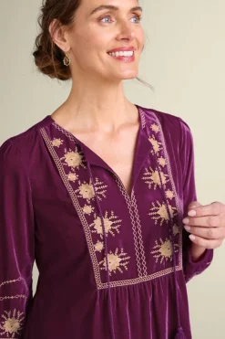Soft Surroundings Evelyne Embroidered Velvet Tunic- Tops