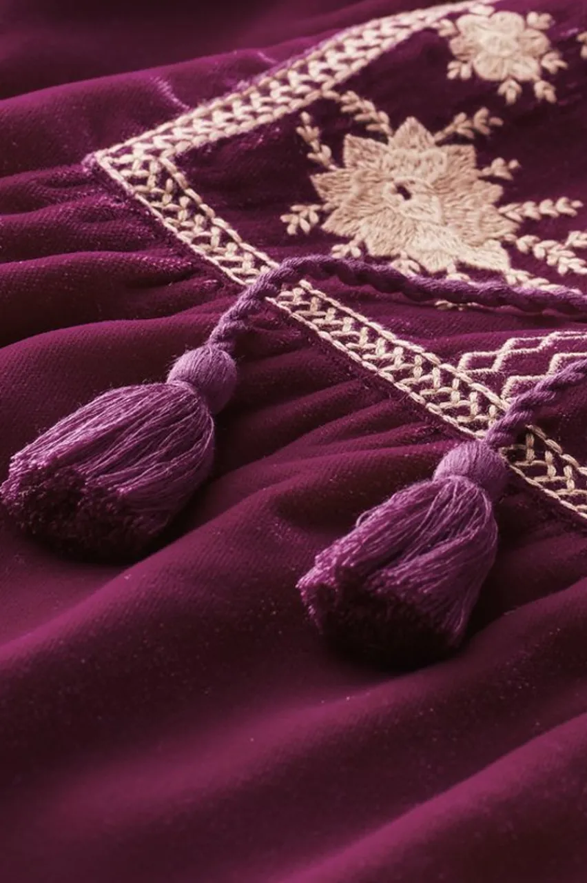 Soft Surroundings Evelyne Embroidered Velvet Tunic- Tops
