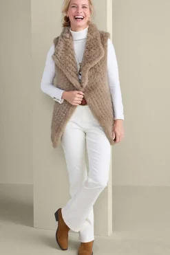 Soft Surroundings Faux Fur Draped Vest- Jackets & Coats