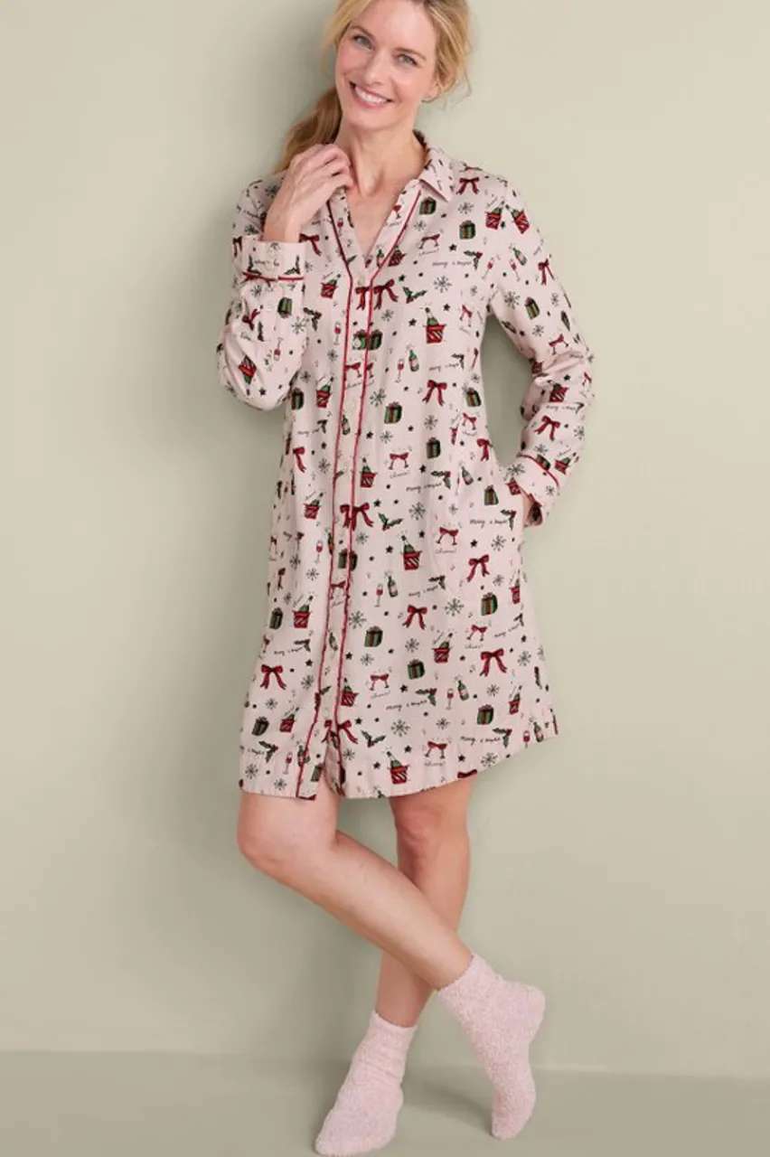 Soft Surroundings Festive Finley Sleep Shirt- Sleepwear & Lounge