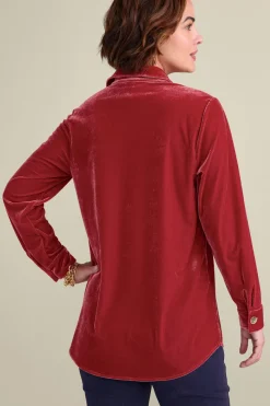 Soft Surroundings Filigree Velvet Boyfriend Shirt- Tops