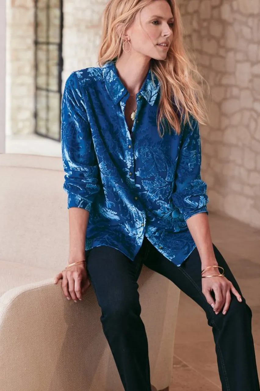 Soft Surroundings Floreat Velvet Shirt- Tops