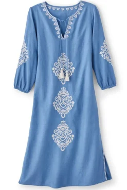 Soft Surroundings Hasana Linen Blend Midi Dress- Dresses