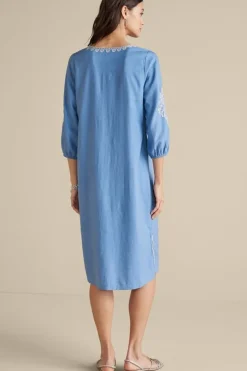 Soft Surroundings Hasana Linen Blend Midi Dress- Dresses