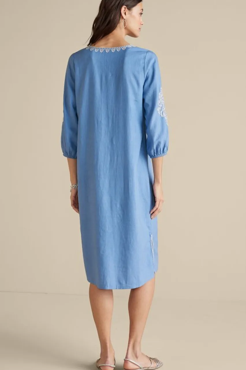 Soft Surroundings Hasana Linen Blend Midi Dress- Dresses