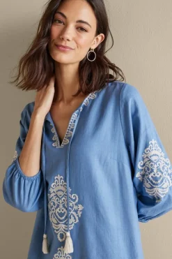 Soft Surroundings Hasana Linen Blend Midi Dress- Dresses