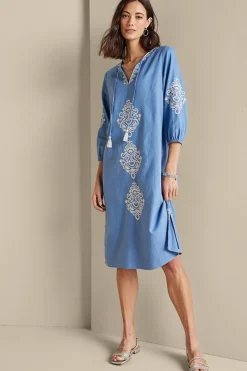 Soft Surroundings Hasana Linen Blend Midi Dress- Dresses