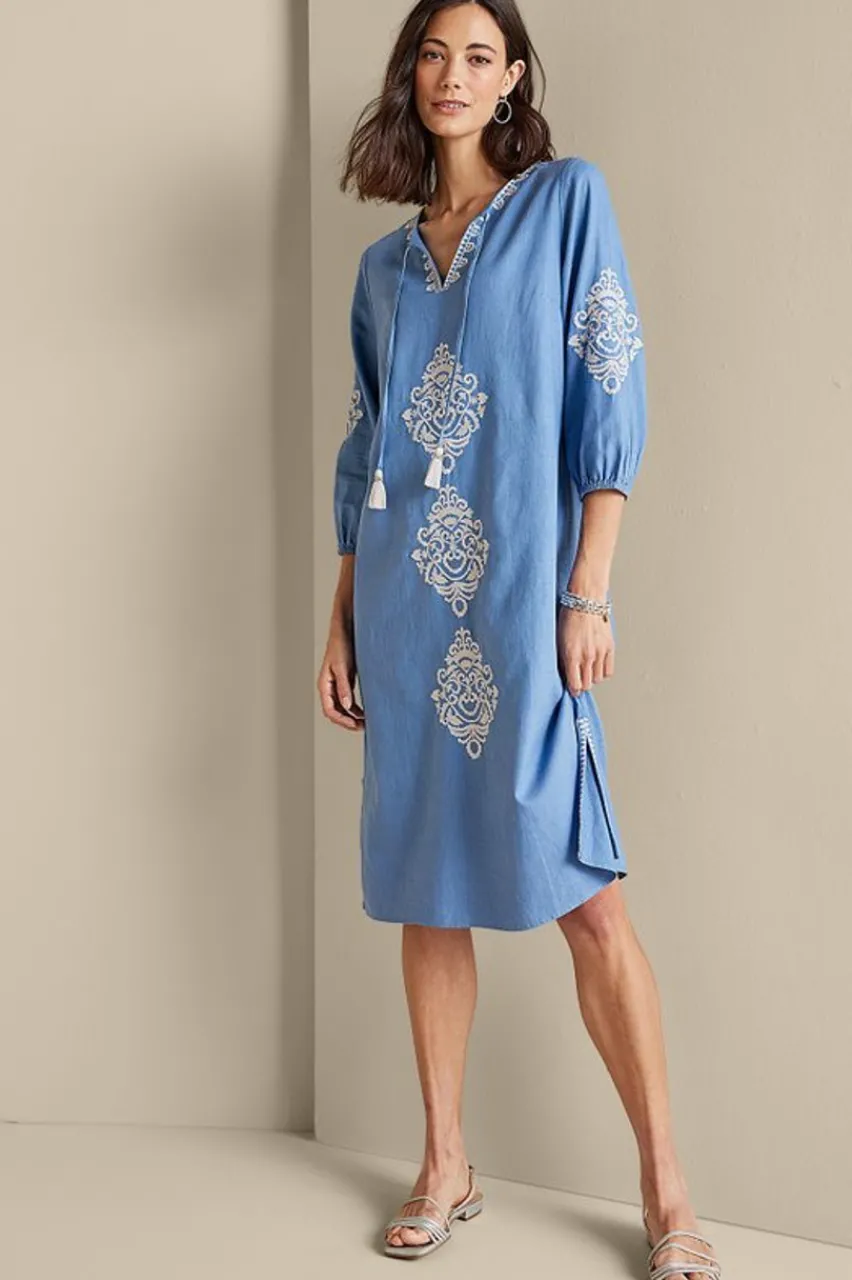 Soft Surroundings Hasana Linen Blend Midi Dress- Dresses