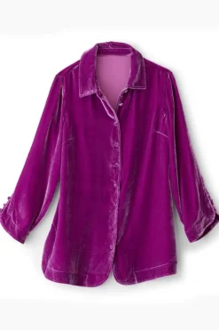 Soft Surroundings Icon Silk Velvet Poets Tunic Shirt- Tops