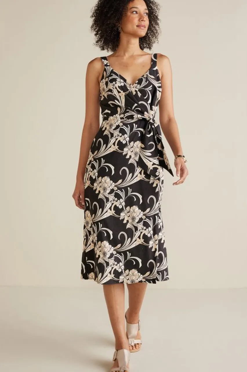 Soft Surroundings Isla Stretch Linen Midi Dress- Dresses