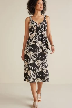 Soft Surroundings Isla Stretch Linen Midi Dress- Dresses