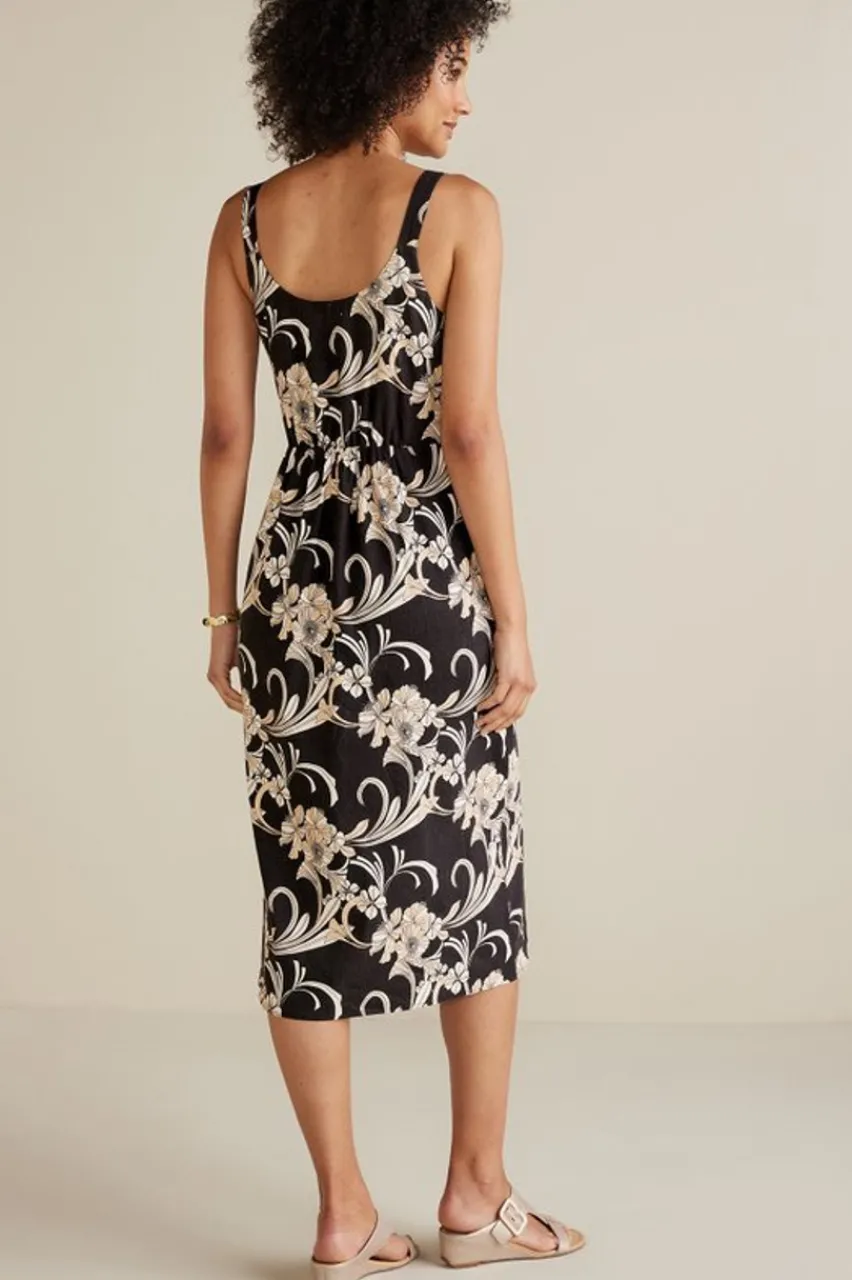 Soft Surroundings Isla Stretch Linen Midi Dress- Dresses