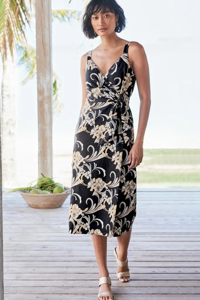 Soft Surroundings Isla Stretch Linen Midi Dress- Dresses