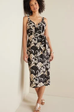 Soft Surroundings Isla Stretch Linen Midi Dress- Dresses