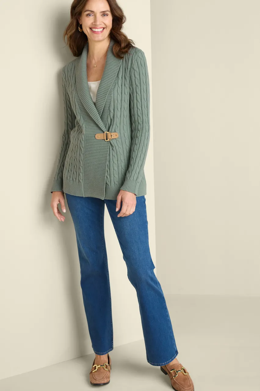 Soft Surroundings Ivey Cable Knit Cardigan- Tops|Sweaters & Cardigans