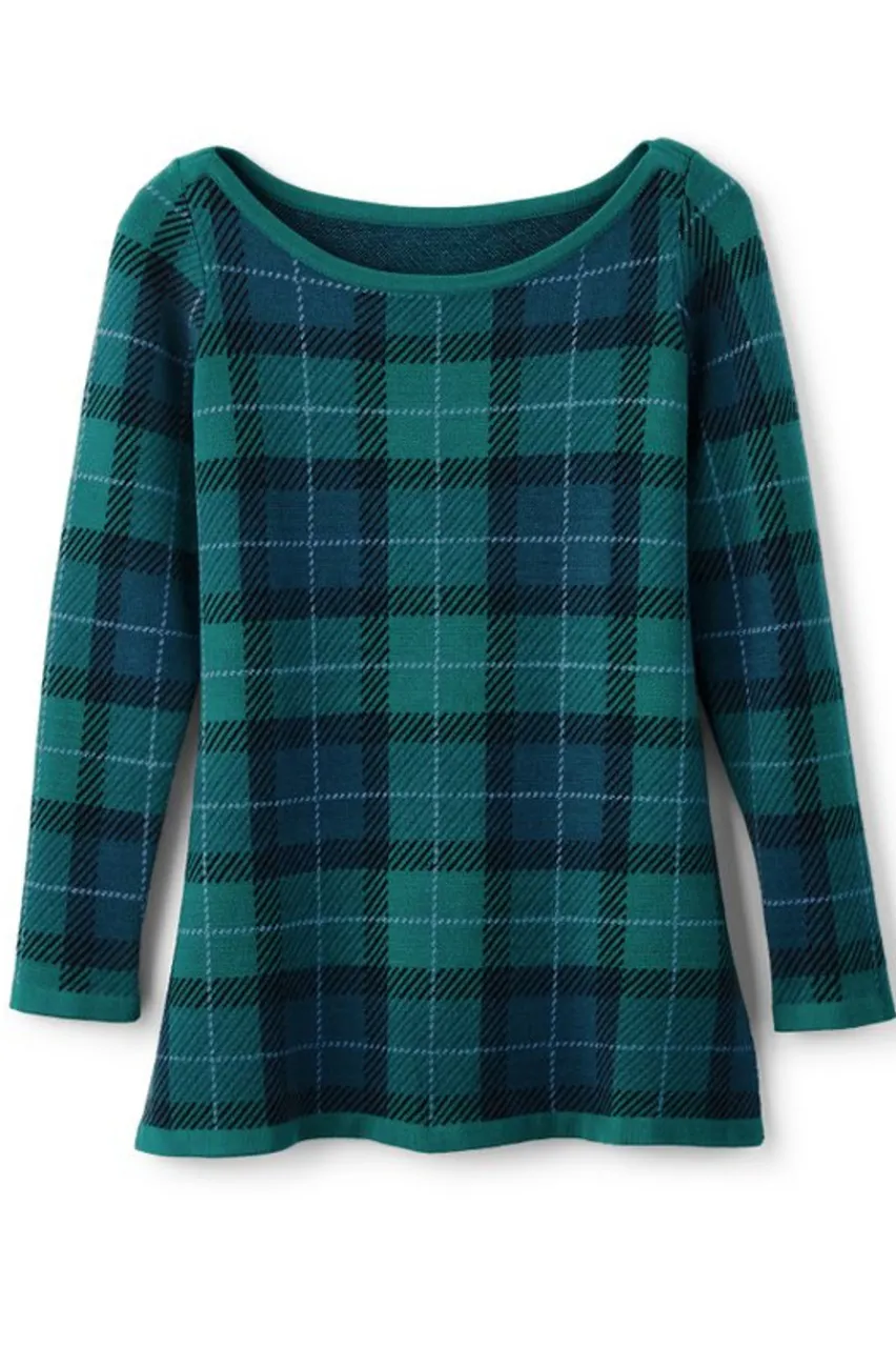 Soft Surroundings Janece Plaid Sweater Tunic- Tops|Sweaters & Cardigans