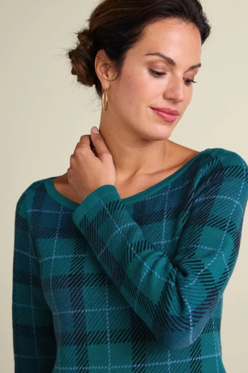 Soft Surroundings Janece Plaid Sweater Tunic- Tops|Sweaters & Cardigans
