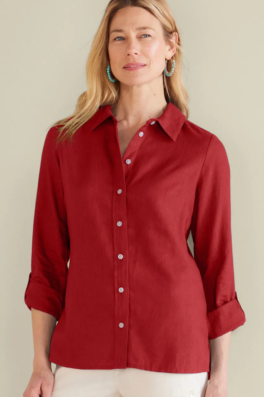 Soft Surroundings Jordan Linen Blend Shirt- Tops