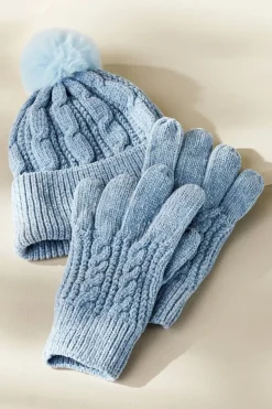 Soft Surroundings Jules Chenille Hat & Gloves Set- Hats