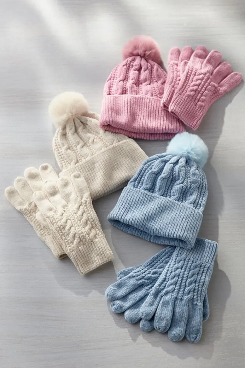 Soft Surroundings Jules Chenille Hat & Gloves Set- Hats