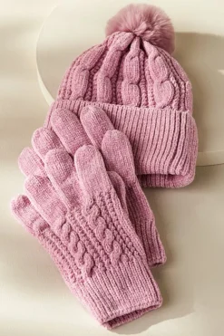 Soft Surroundings Jules Chenille Hat & Gloves Set- Hats