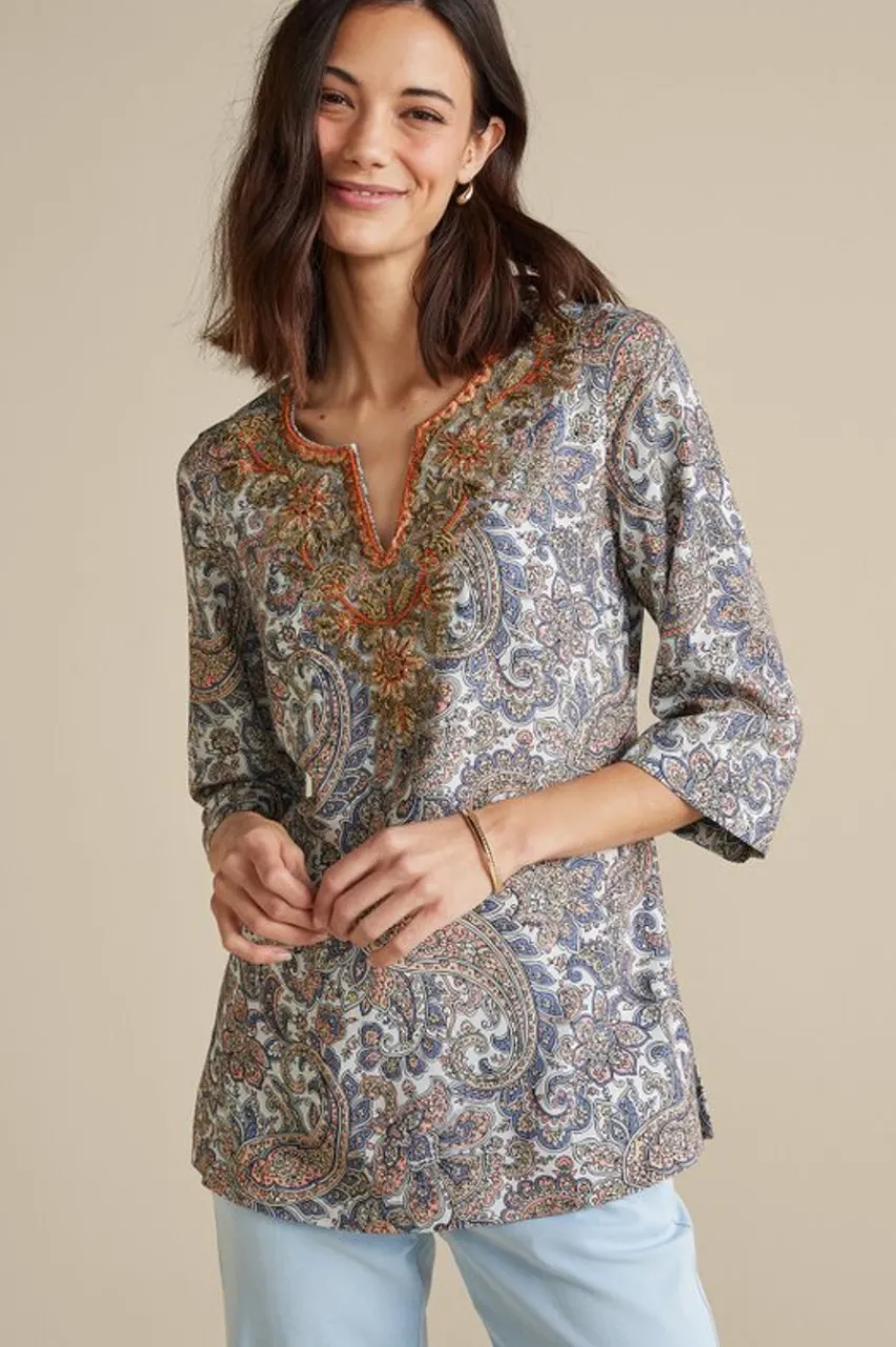 Soft Surroundings Kaimana Embellished Tunic- Tops|Tunics & Leggings