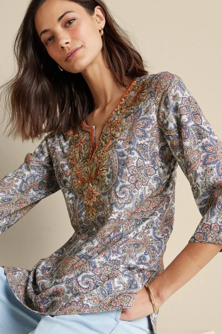 Soft Surroundings Kaimana Embellished Tunic- Tops|Tunics & Leggings