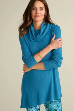 Soft Surroundings Kayla Rib Knit Cowl Neck Tunic- Tops