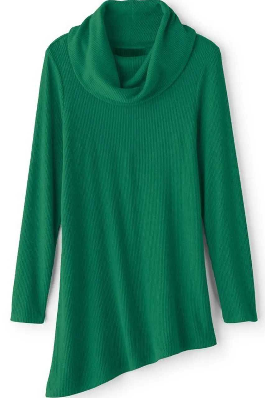 Soft Surroundings Kayla Rib Knit Cowl Neck Tunic- Tops