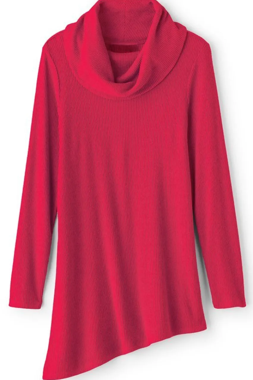 Soft Surroundings Kayla Rib Knit Cowl Neck Tunic- Tops