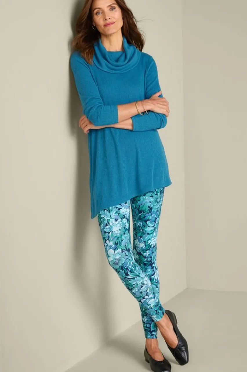 Soft Surroundings Kayla Rib Knit Cowl Neck Tunic- Tops