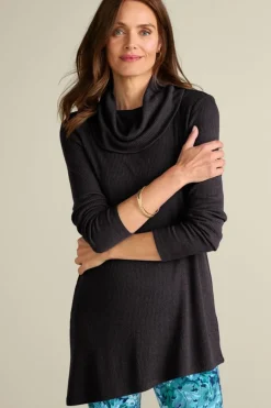 Soft Surroundings Kayla Rib Knit Cowl Neck Tunic- Tops