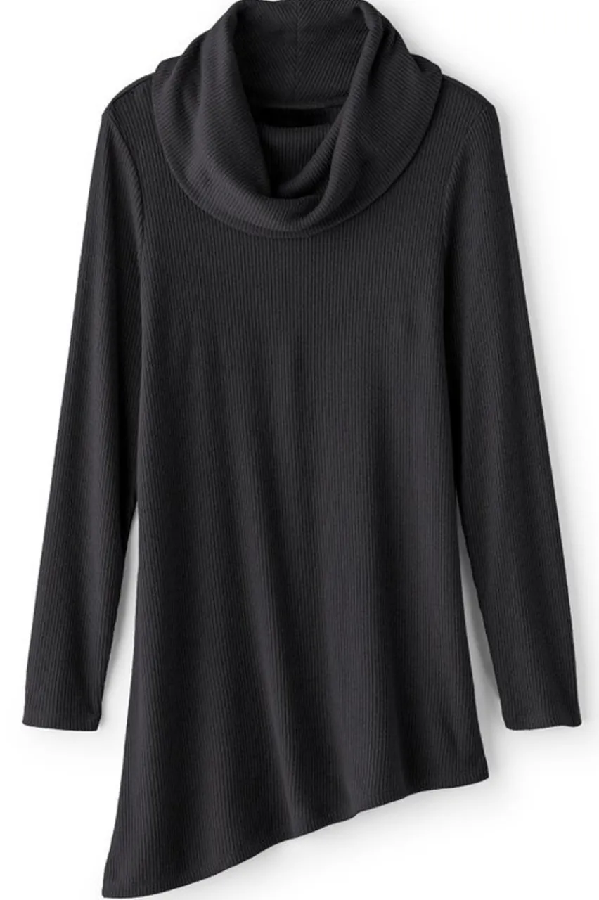 Soft Surroundings Kayla Rib Knit Cowl Neck Tunic- Tops