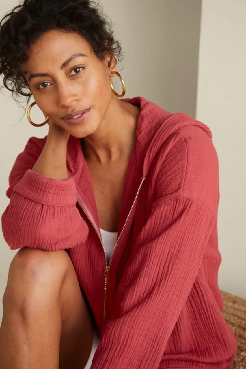 Soft Surroundings Kemia Gauze Hoodie- Tops